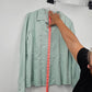 Y2K Cato Fashion Faux Suede Jacket Women’s L Seafoam Green Button Up Retro Blazer