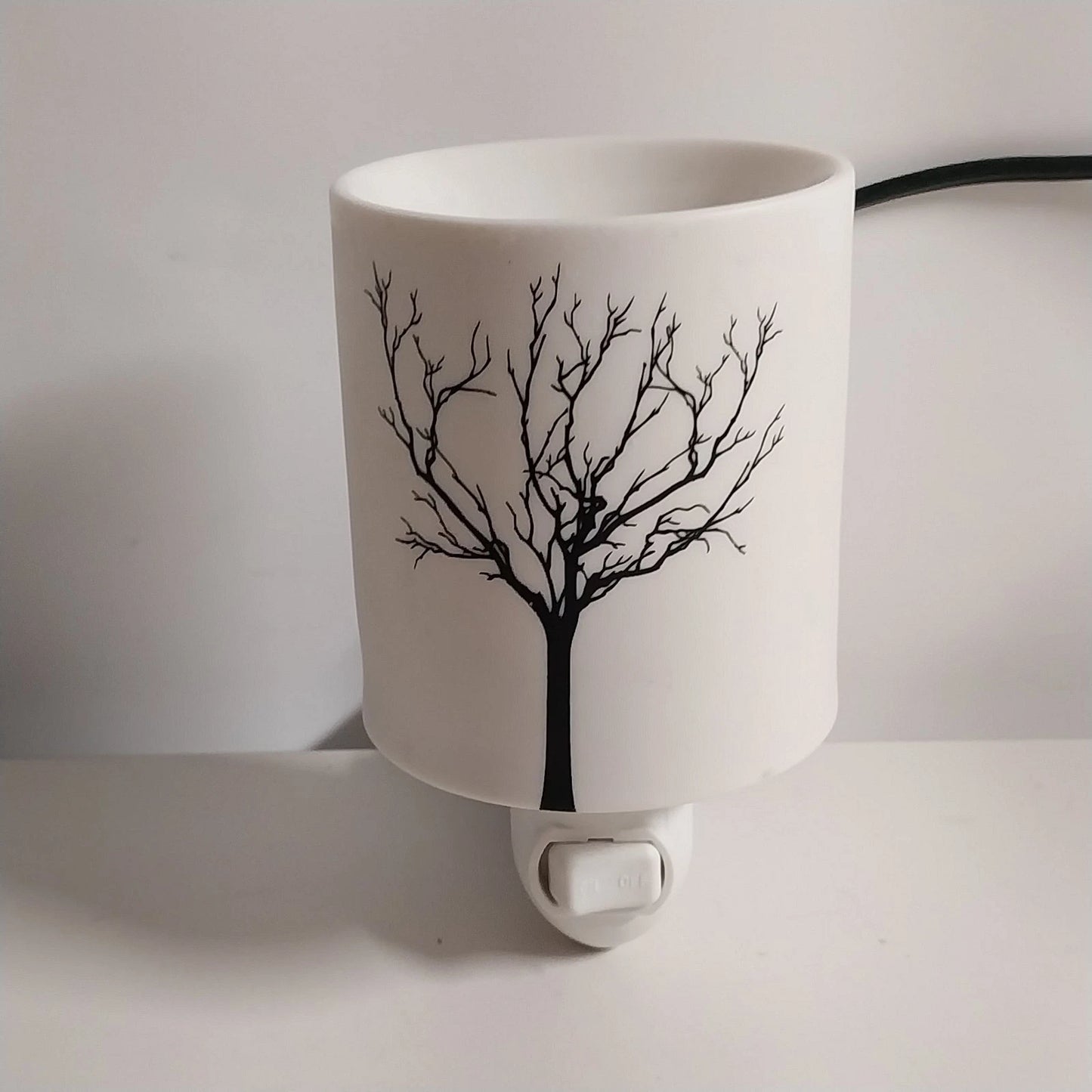 Scentsy Tilia Mini Warmer White Black Tree Silhouette Plug In Nightlight Tested