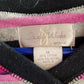 Studio Works Women’s 1X Pink Gray Black Striped V Neck Long Sleeve Pullover Top