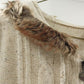 Relativity Women’s Sweater Size XL Beige with Brown Accents Fur Hood Zip Front