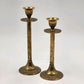 Set of 2 Solid Brass Candlestick Holders 7" & 8" Tall Vintage India Round Base