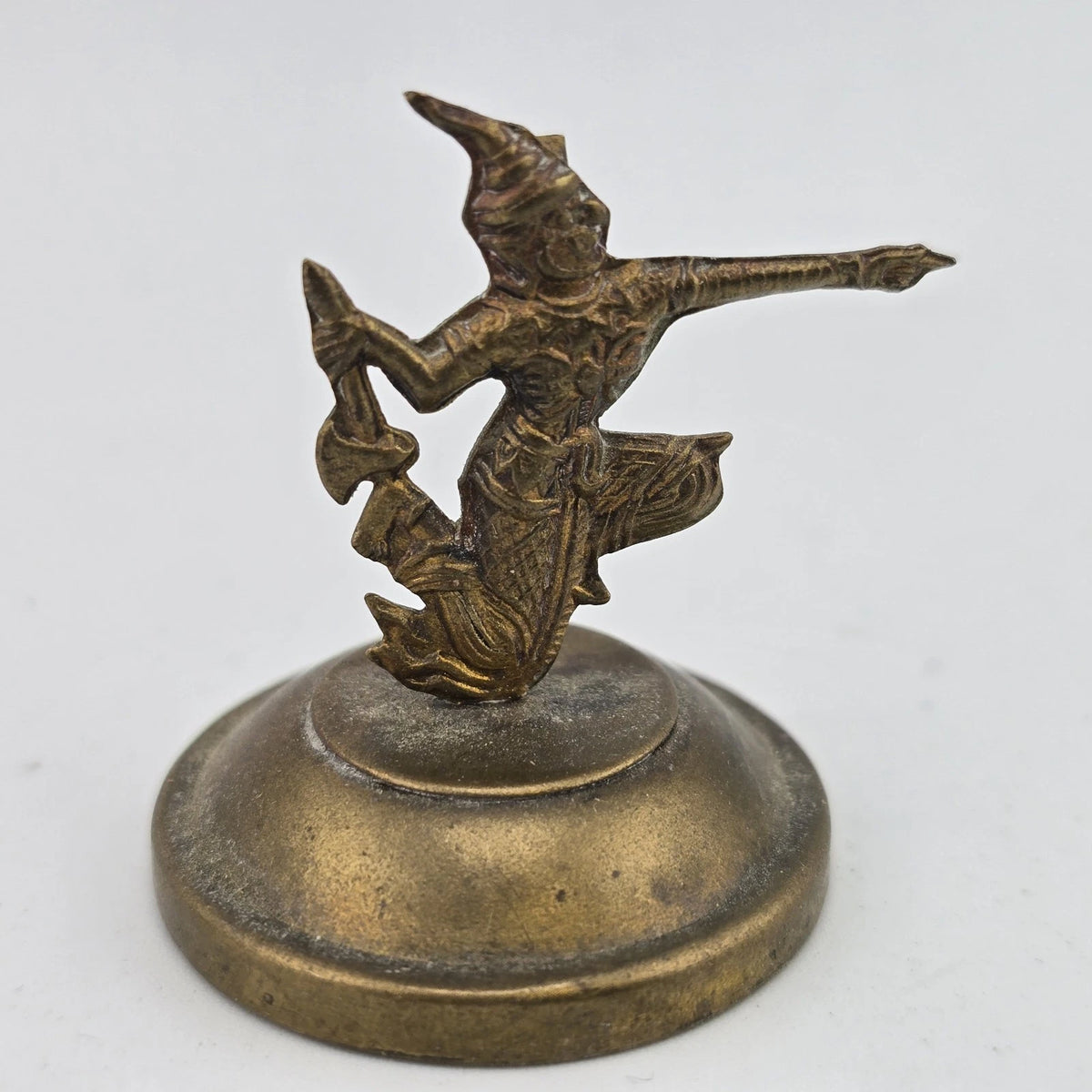 Thai Siam Brass Place Card Holders Set 10 Dancers Temples Elephants Vintage