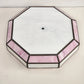 Octagon Leaded Stained Glass Ceiling Lamp Shade Pink White Slag Glass 13”x11"