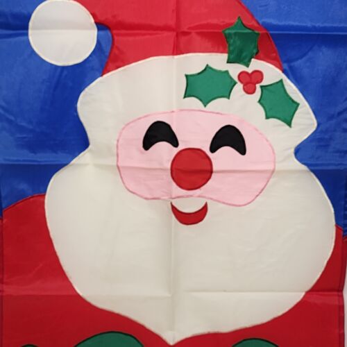 Christmas Santa Claus Decorative Heavy Nylon Yard Flag 39" x 27" Sewn Colorful