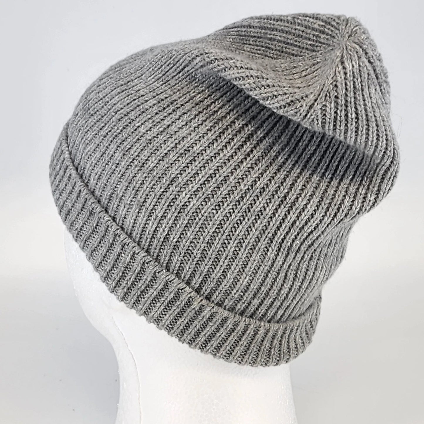 Ribbed Knitted Beanie Hat One Size Heather Gray Unisex 100% Acrylic Watch Cap