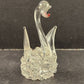 Hand Blown Swan Clear Layered String Glass Miniature 2.5” High Color Accents