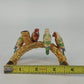 Metal Enamel Crystal Parrot Pen & Business Card Holder Bird on Branch Desk Decor