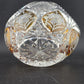 Cut Crystal Basket Amber Cut to Clear Etched Floral Handled 6" Vintage