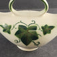 Double Spout Ceramic Ivy Leaf Pattern Oil & Vinegar Dispenser 8" Vintage Crazed