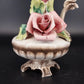 Capodimonte Italy Ceramic Pitcher Vase Pink Roses Ornate Porcelain Vintage