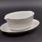 Noritake Tahoe Contemporary Fine China Gravy Boat w Underplate White Flowers 3"h