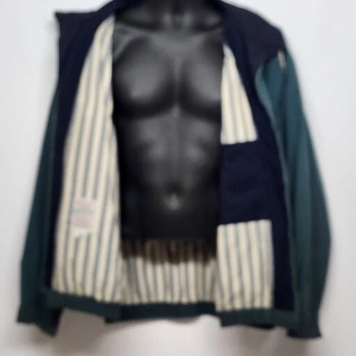 London FOG Waist Jacket Windbreaker Size L Large Long Vintage Striped Liner Zip