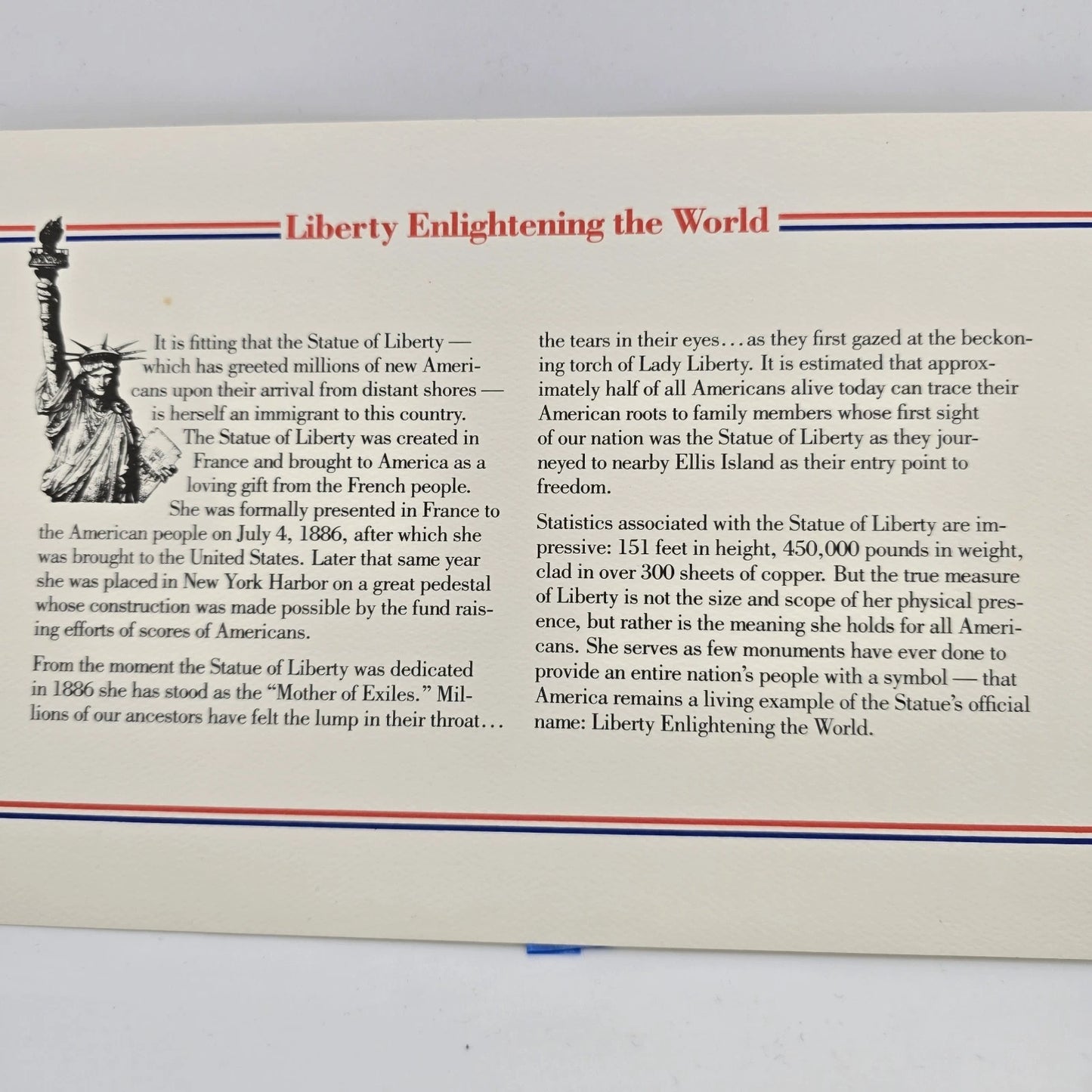 Statue of Liberty First Day Cover Commemorative Uncirculated Half Dollar 1986