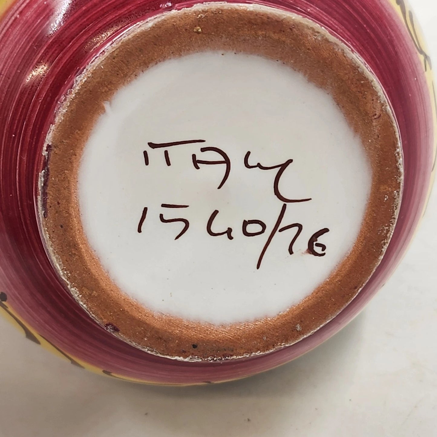 Italian Ceramic Pottery Pitcher Hand Painted Bright Floral Twist Handle 8.5"