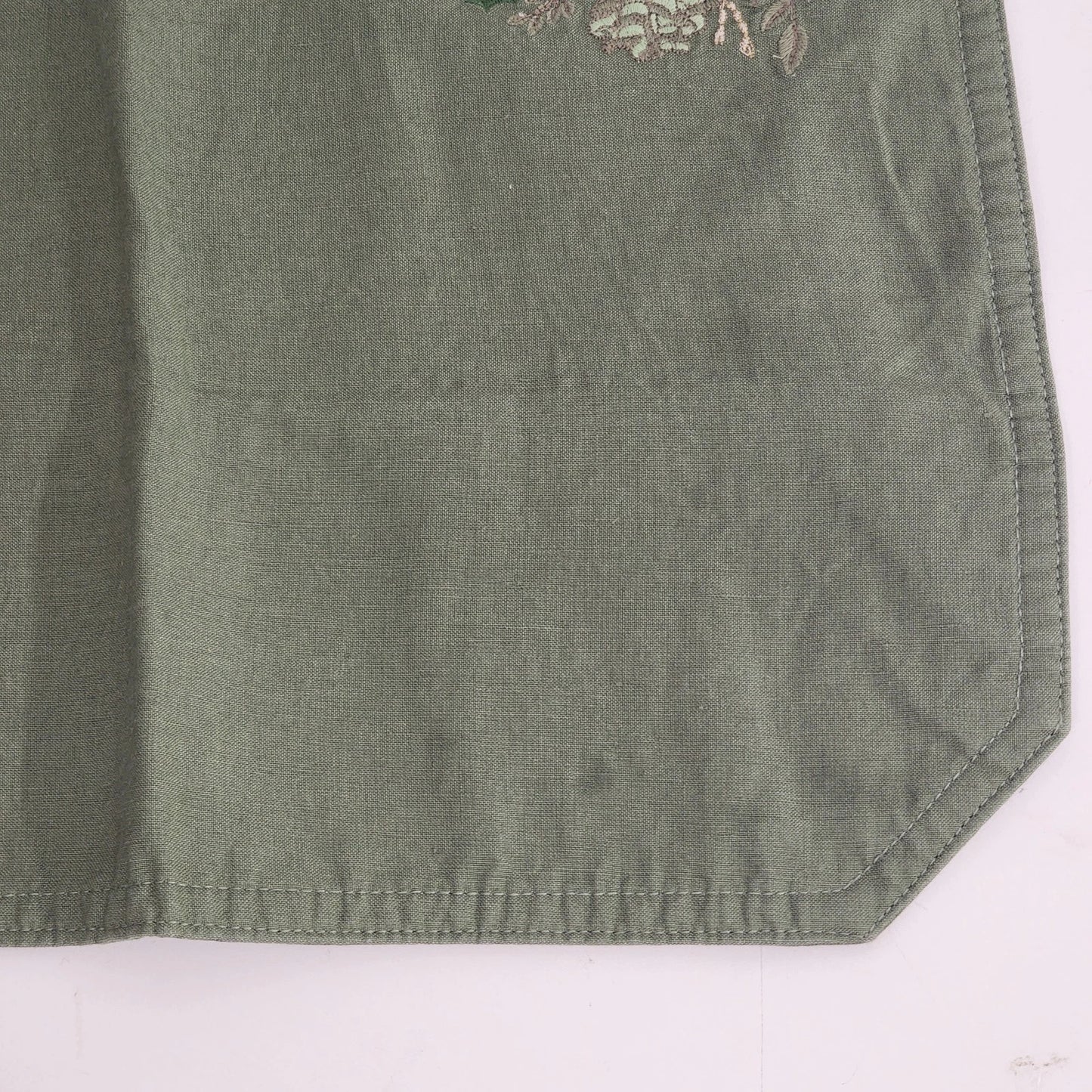2 pc Green Canvas Needlepoint Placemats Pine Cone Nature Embroidered 17"x12"