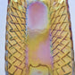 Amber Iridescent Carnival Glass Oval Serving Bowl Scalloped 10.5