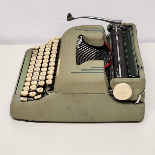 1955 Smith Corona Silent Super 5T Series Portable Vintage Typewriter Green Works