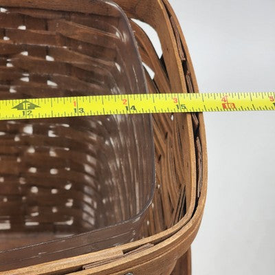 Longaberger Maple Double Handle Magazine Basket 15"x9"x11"h with Plastic Liner