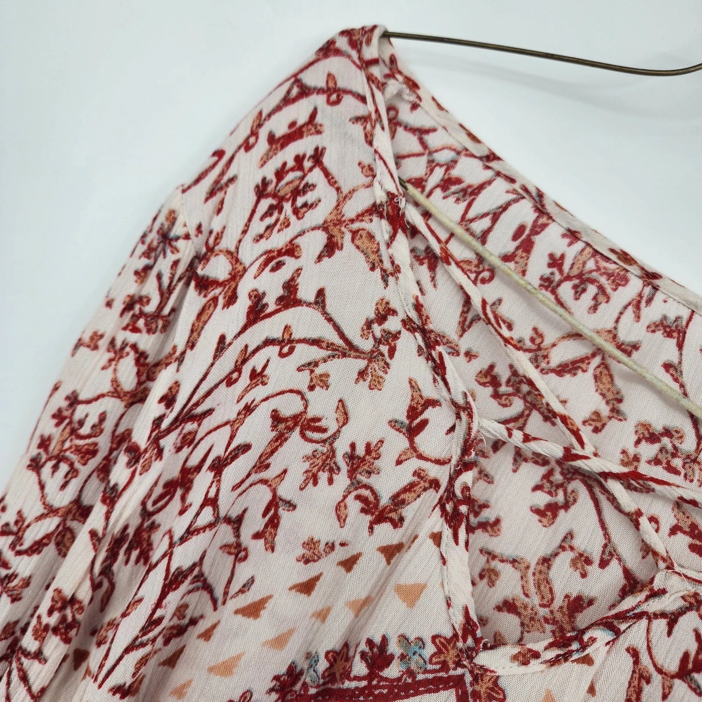 Women's Boho Embroidered Crop Top Medium White Floral Blouse