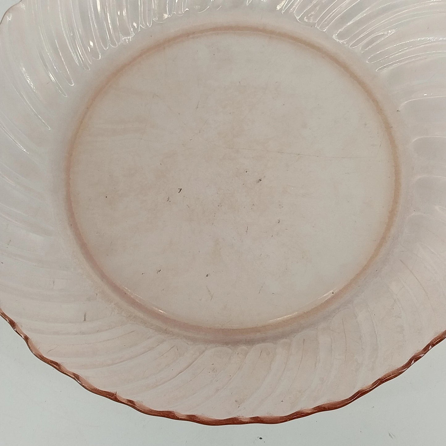 Fortecrisa Pink Swirl Ribbed Glass Coupe Soup Bowl 8.5” MCM Tableware Mexico Vtg