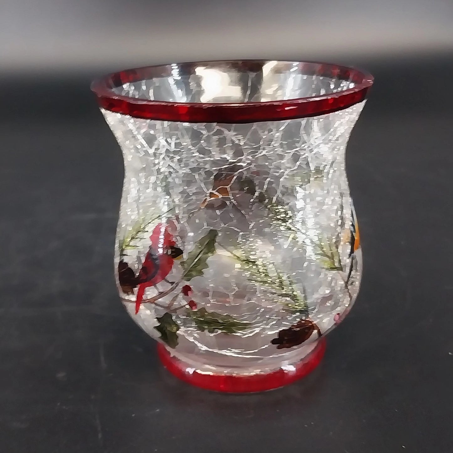 Yankee Candle Song Bird Crackle Glass Wax Burner Goblets 3 Pc Christmas Chipped