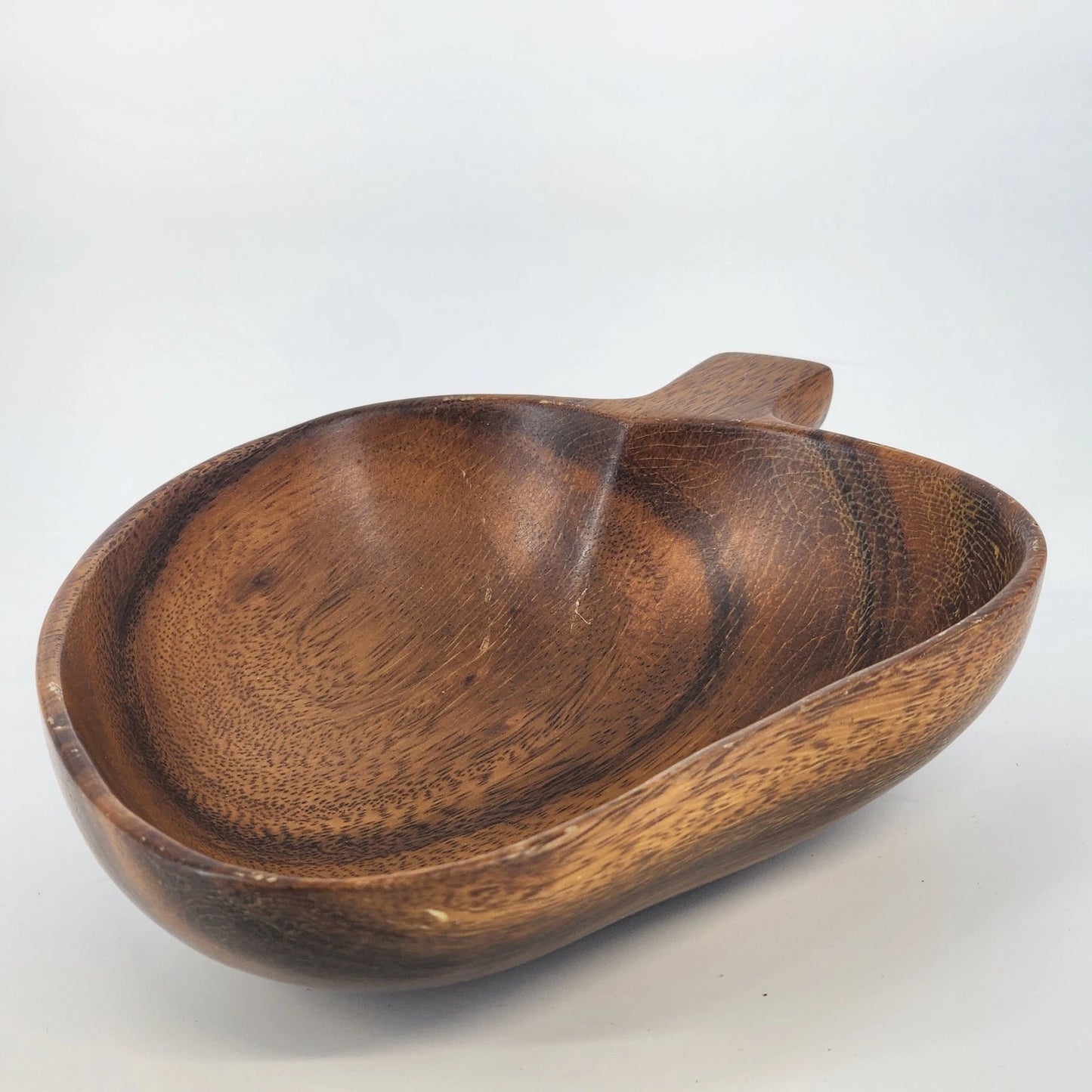 Monkey Pod Natural Wood Bowl 6" Hand Carved Spade Shape Kiln Dried Philippines