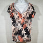 Eye Candy Women's Floral Top Size 2XL Black Pink Orange Cap Sleeves & Scoop Neck