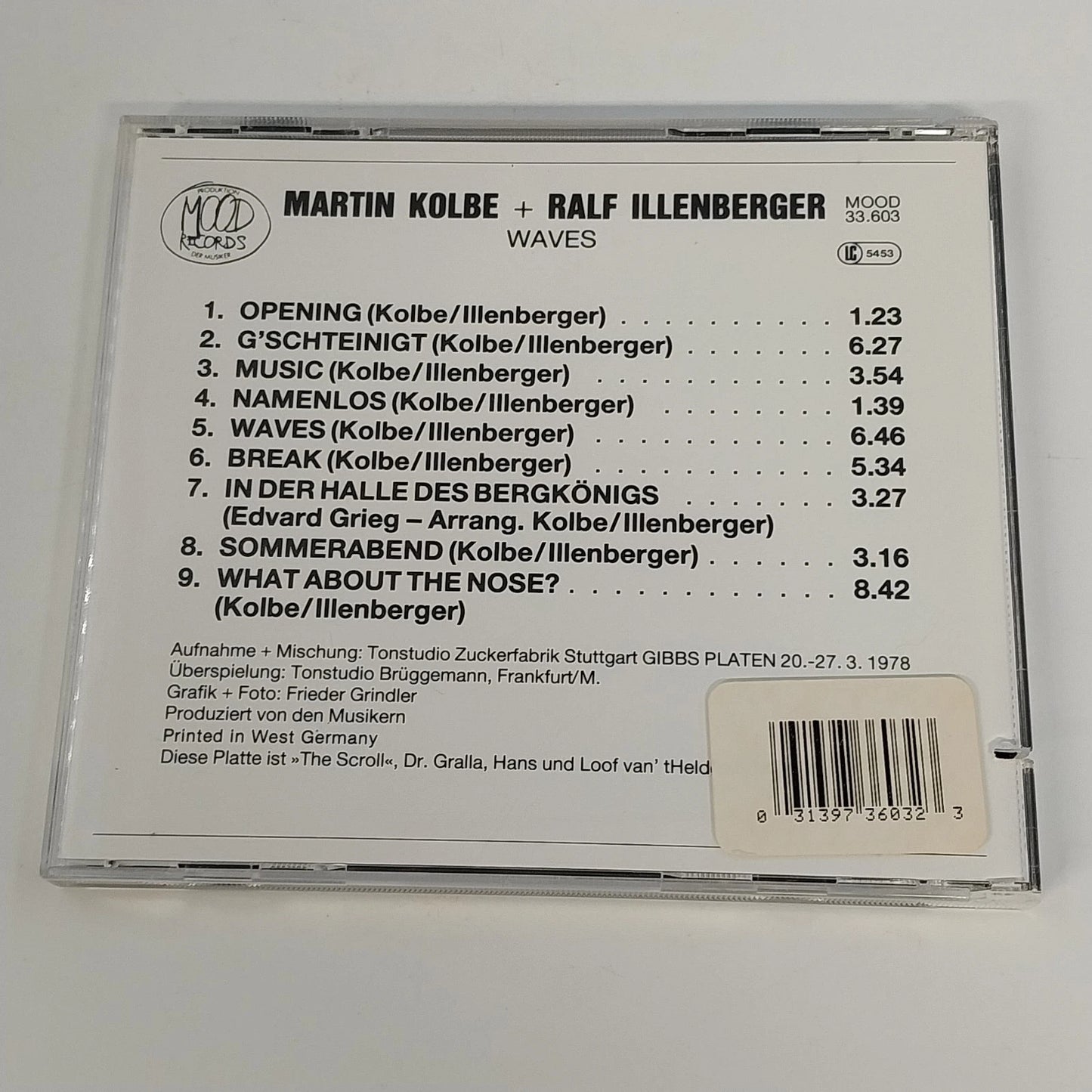Martin Kolbe & Ralf Illenberger Waves CD Mood 33.603 Acoustic Jazz Germany 1985