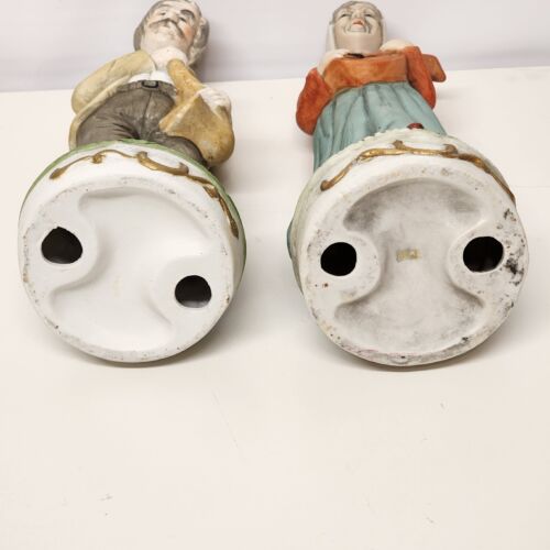 2 Flambro Folk Musicians 12” Porcelain Figurines Man and Woman with Instruments