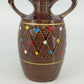 Japanese Brown Rickshaw Decanter Saki Shot Stopper Ceramic Hand Painted Barware