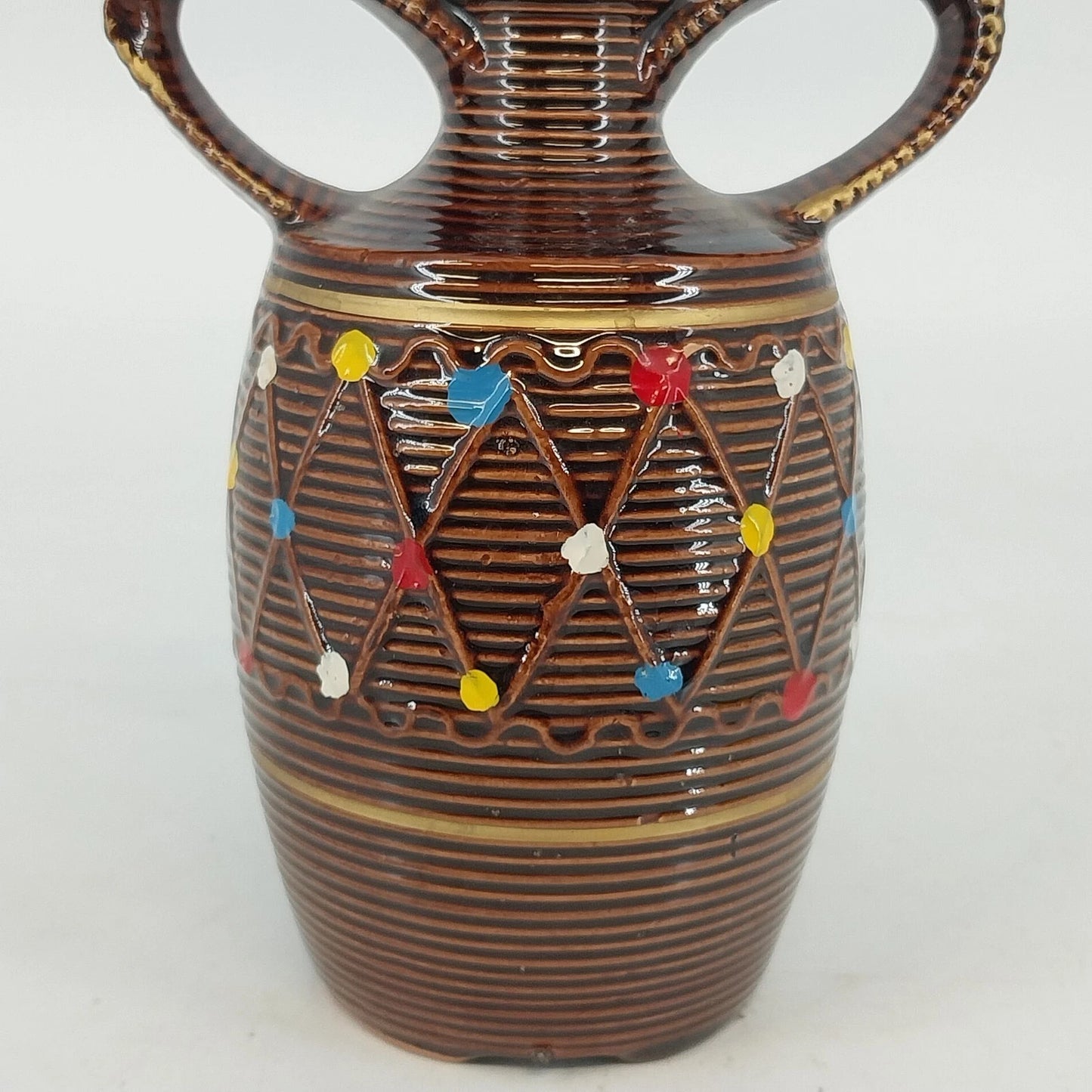 Japanese Brown Rickshaw Decanter Saki Shot Stopper Ceramic Hand Painted Barware