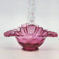 Vintage Fenton Cranberry Glass Basket Coin Dot Ruffled Handle