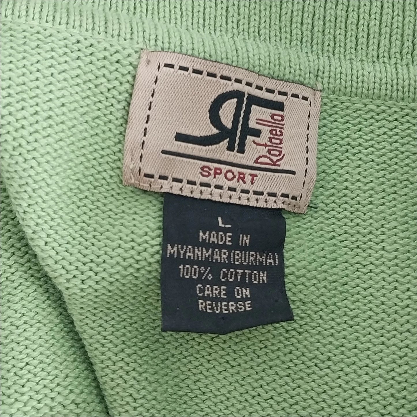 Raffaello Sport Women's Cotton Cowl Neck Lime Green Pullover Sweater Size L