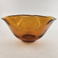 Indiana Glass Amber Salad Chip Bowl Tri Fold Vintage Mid Century Modern 9" x 5"