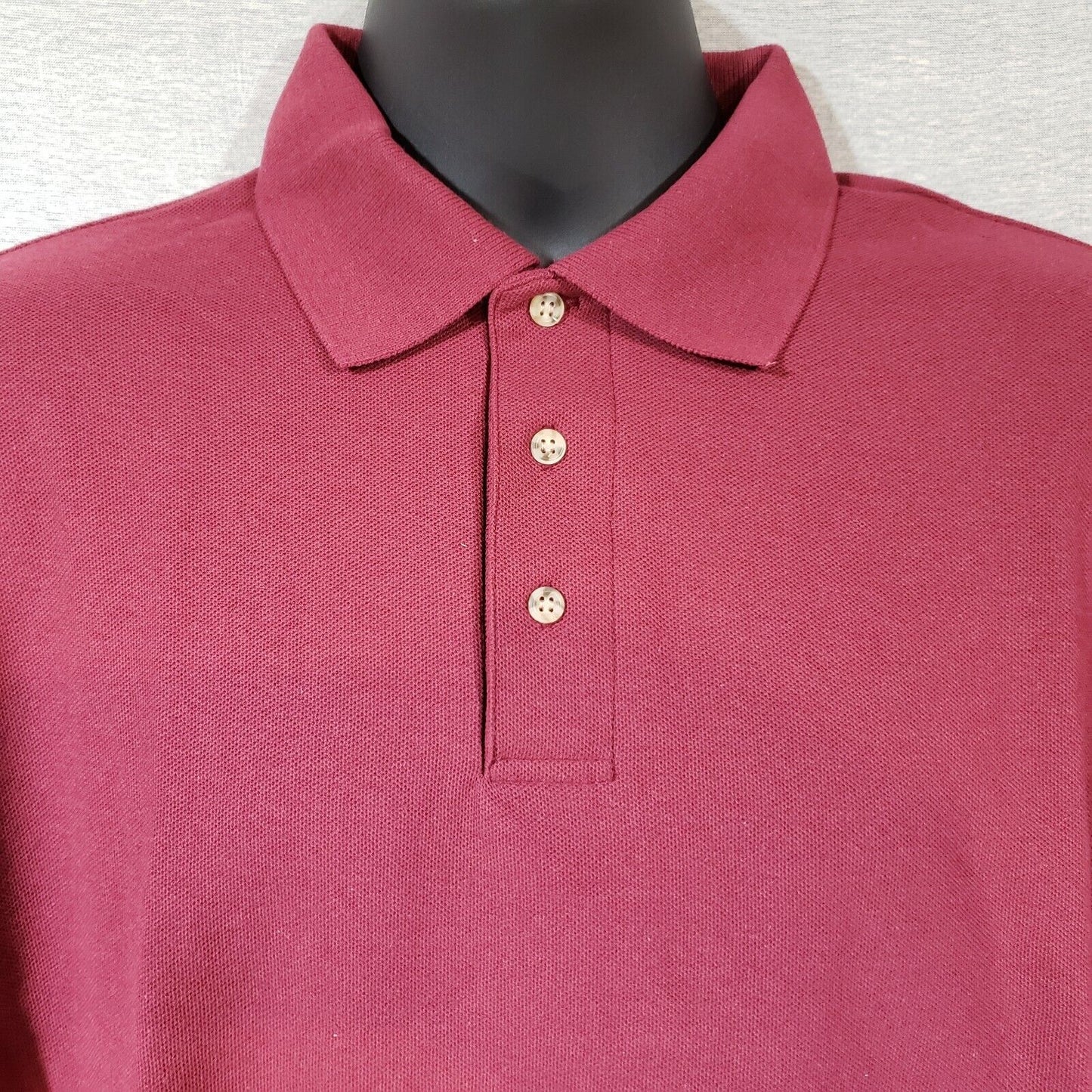 Burgundy 3 Button Polo Shirt Large Fame Fabrics 6.2 oz 50-50 Poly Cotton T100