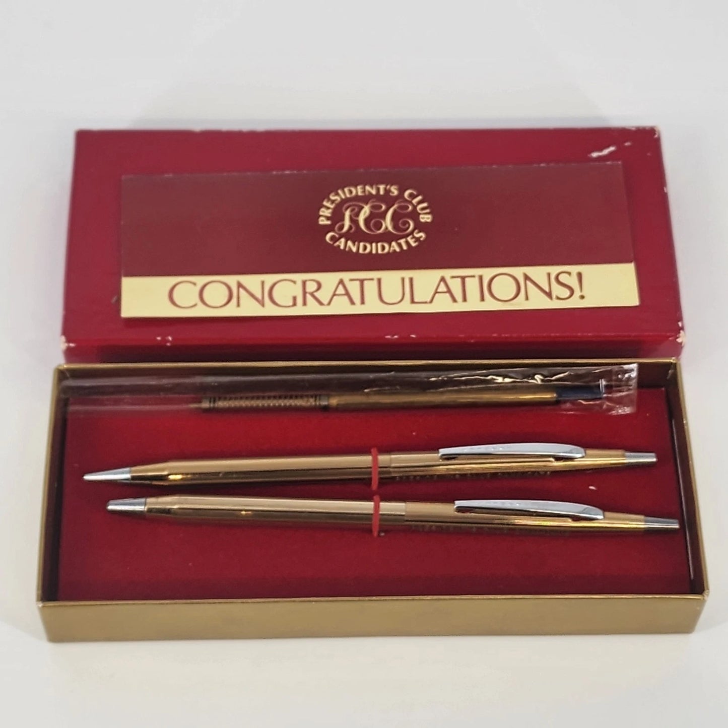 Avon President’s Club Bradley Astropoint Pen & Pencil Set Gold Tone with Box