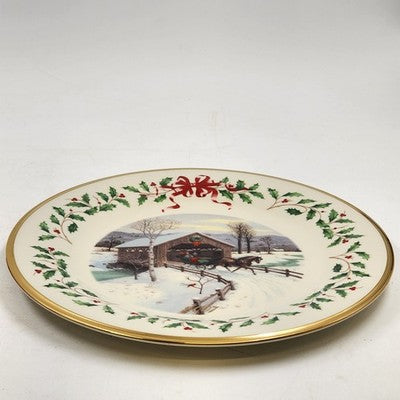 Lenox 2007 Annual Collector Christmas Plate 17th Series Numbered Covered Bridge