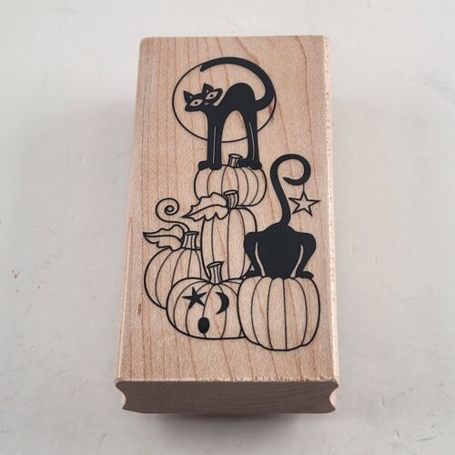 Lot of 5 Halloween Pattern Wooden Mounted Rubber Stamps Vintage Hero Arts