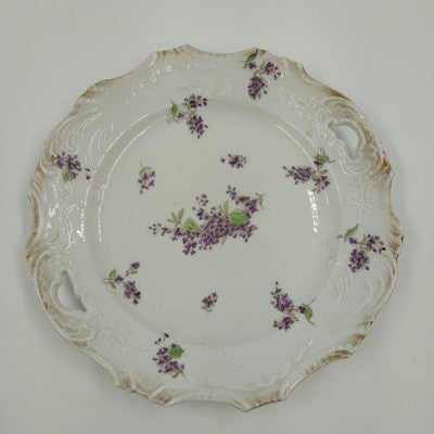 Limoges Bassett Austria Serving Platter Violet Floral Flower with Gold Tone Edge