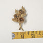 Textured Gold Tone Triple Rose Brooch with Leaves Costume Jewelry 2.5" Long Vtg