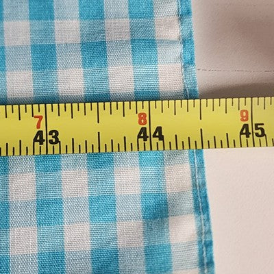 Blue & White Tablecloth Gingham Checked with Cross Stitch Embroidery Square 44"