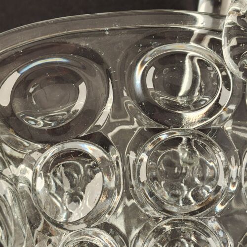 Banana Brides Basket Bulls Eye Bubble Dot Circle Handle Glass Clear 11 x 6 x 10"