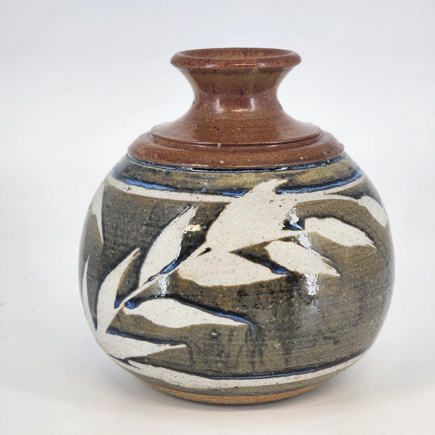 Art Pottery Bud Vase 4.5" Signed Brush Creek Handcrafted Glazed Bottle Figurine