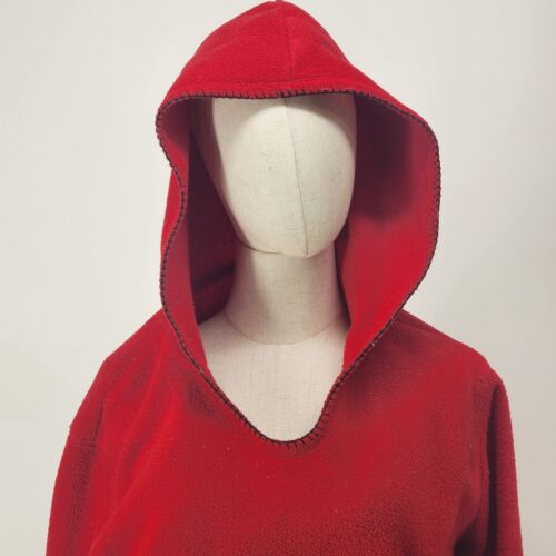 Fashion Bug Red Pullover Hoodie Women Medium 100% Polyester Embroidered Flowers