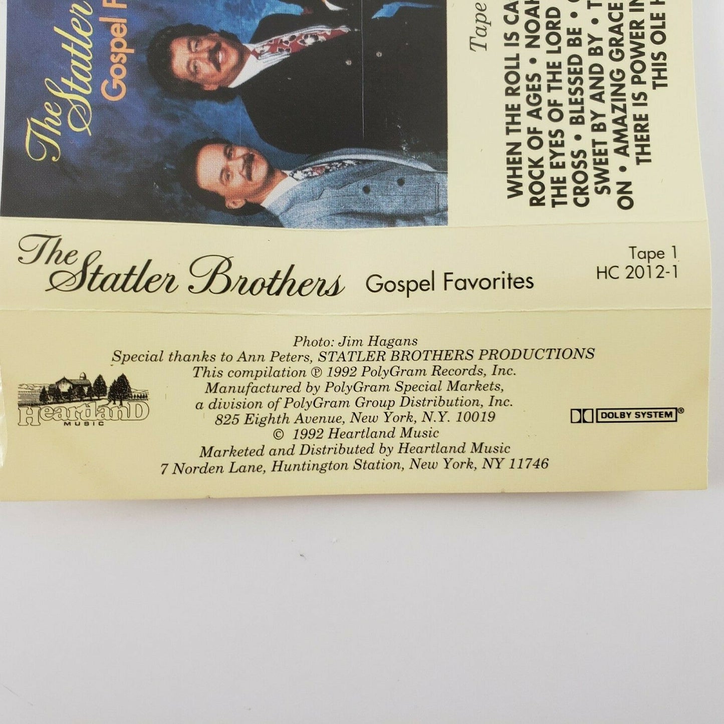 Gospel Favorites by The Statler Brothers 1992 Tape 1 Cassette Rock of Ages More