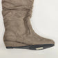 Anna Taupe Boots Slouch Faux Suede Knee High Women 8.5 Wedge Heel NWT Zip Buckle