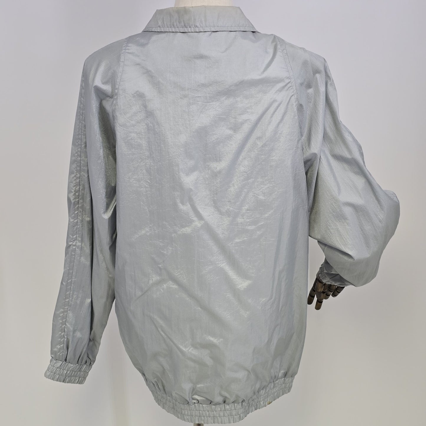 Haband Outwear Windbreaker Women's Silver Gray Metallic Crinkle Jacket Medium