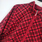 Karen Scott Sport Women's Fleece Jacket Large Red Black Plaid Full Zip Pockets