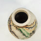 Nemadji Indian Pottery Native Clay Ribbed Vase 5.5" Green Orange Swirl USA