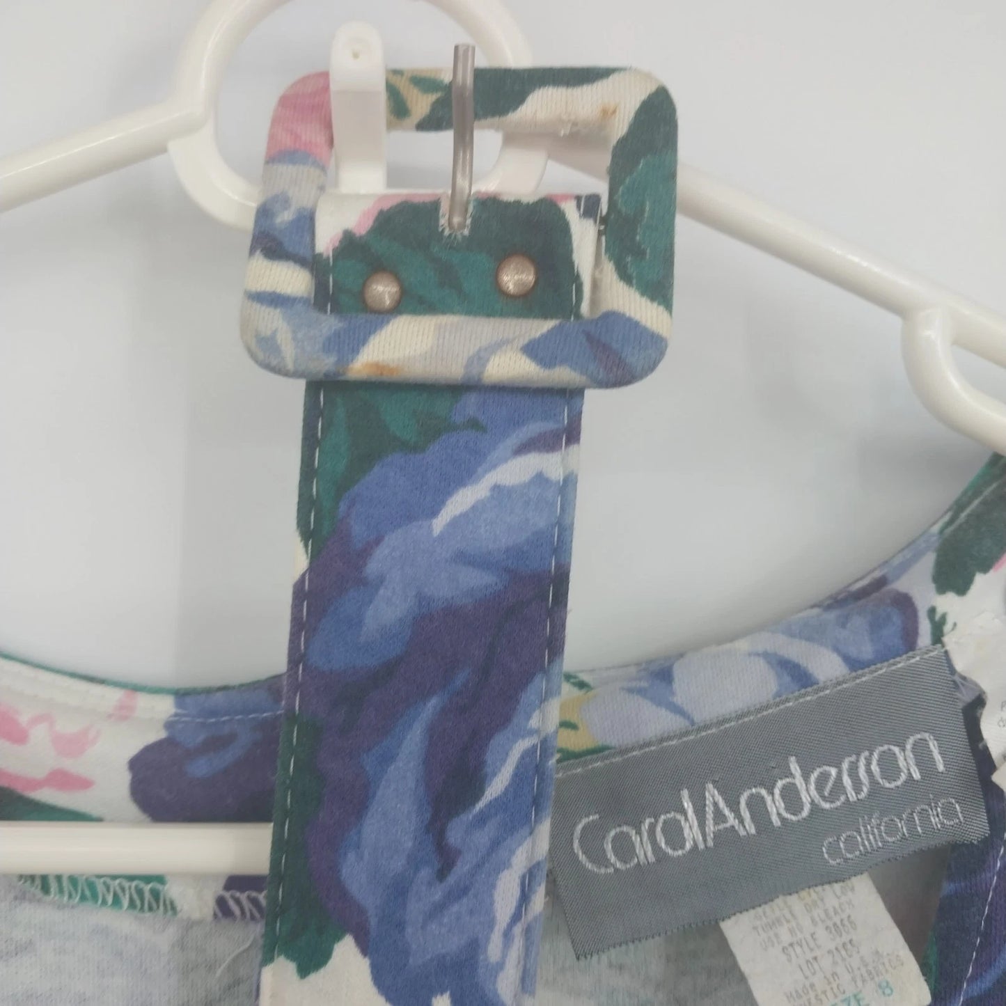Carol Anderson California Floral Tea Dress Belted Rose Print Women's 8 USA